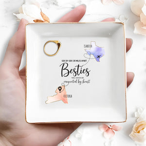 Side By Side Besties Connected By Heart Dish - Personalized Custom Jewelry Dish - BST031_SCRD