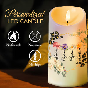 Floral Romance And Elegance Illuminated Decor - Personalized Custom LED Candle - BST063_LECA