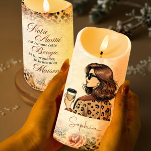 Friendship Like A Candle Coffee Cup And Flowers Design - Personalized Custom LED Candle - BST067_LECA
