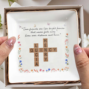 True Friends Bright Peonies Custom Jewelry Dish - Personalized Custom Jewelry Dish - BST078_SCRD