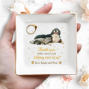 Thank You Furry Much For Taking Care Of Us, Paw Prints - Personalized Custom Jewelry Dish - BST099_SCRD
