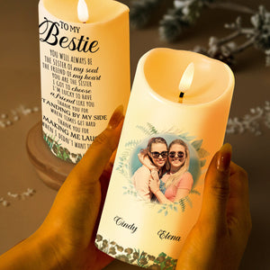 Sister Of My Soul Bestie Special Floral Candle - Personalized Custom LED Candle - BST104_LECA