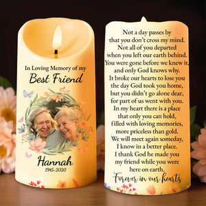 In Loving Memory of My Best Friend Floral Memorial LED Candle - Personalized Custom LED Candle - BST118_LECA