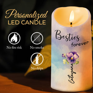 Besties Forever Floral LED Candle - Personalized Custom LED Candle - BST128_LECA