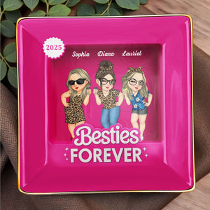 Besties Forever Female Friends Design - Personalized Custom Jewelry Dish, Ceramic Dish, Square Shape - BST227_SCRF