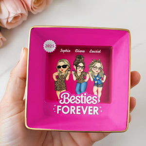 Besties Forever Female Friends Design - Personalized Custom Jewelry Dish, Ceramic Dish, Square Shape - BST227_SCRF