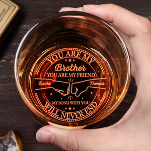 You Are My Brother, My Friend, Crossed Arrows Compass Design - Personalized Engraved Whiskey Glass - BST299_EWG