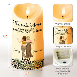 Thank You For Being My Unbiological Sister Best Friends Leopard Print Design - Personalized Custom LED Candle - BST468_LECA