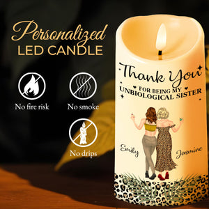 Thank You For Being My Unbiological Sister Best Friends Leopard Print Design - Personalized Custom LED Candle - BST468_LECA