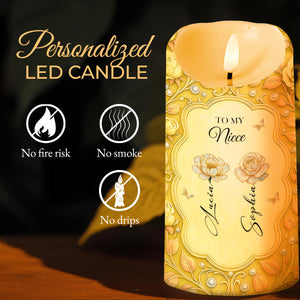 Only An Aunt Can Give Hugs Like A Mother, Flowers And Butterflies Design - Personalized Custom LED Candle - BST483_LECA