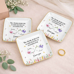 True Friends Are Hard To Find With Flowers And Butterflies - Personalized Custom Jewelry Dish, Ceramic Dish, Square Shape - BST509_SCRF