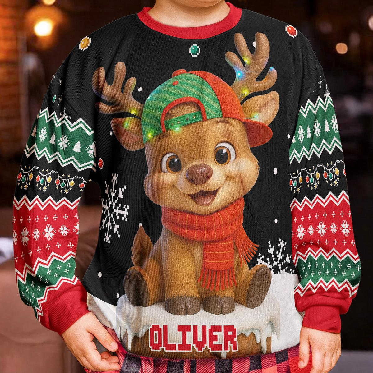 Baby Reindeer Christmas - Personalized Ugly Sweater - Christmas Gift For Daughter, Son