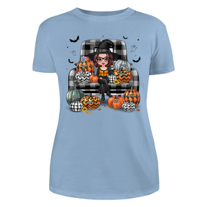 Buffalo Plaid Halloween Truck Pumpkin Doll Grandma Mom Witch Personalized Shirt