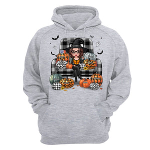 Buffalo Plaid Halloween Truck Pumpkin Doll Grandma Mom Witch Personalized Shirt