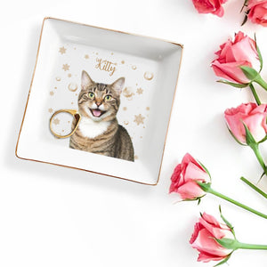 Charming Kitty Decorative Jewelry Dish - Personalized Custom Jewelry Dish - CAT009_SCRD