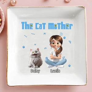The Cat Mother, Ceramic Square Dish - Personalized Custom Jewelry Dish, Square Ceramic Dish - CAT017_SCRD