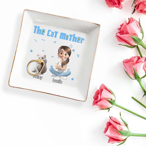 The Cat Mother, Ceramic Square Dish - Personalized Custom Jewelry Dish, Square Ceramic Dish - CAT017_SCRD