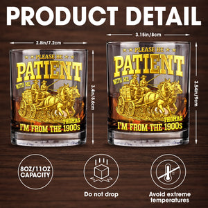 Please Be Patient With Me, Horse Carriage Design - Personalized Custom Whiskey Glass - COL064_RWG