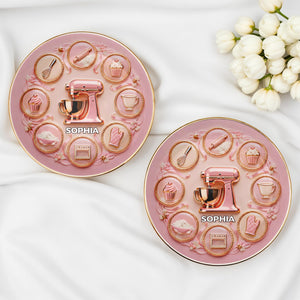 Baking With Love And Sweet Memories Stand Mixer And Whisk - Personalized Custom Jewelry Dish, Ceramic Dish, Round Shape - COOK021_RCRF