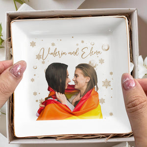 Forever And Always Snowflake Custom Jewelry Dish - Personalized Custom Jewelry Dish - CPL033_SCRD