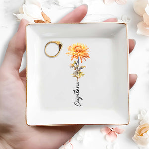 Beautiful Custom Floral Jewelry Dish - Personalized Custom Jewelry Dish - CPL040_SCRD