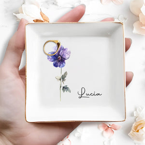 Elegant Floral Design Jewelry Dish - Personalized Custom Jewelry Dish - CPL053_SCRD