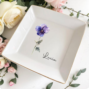 Elegant Floral Design Jewelry Dish - Personalized Custom Jewelry Dish - CPL053_SCRD