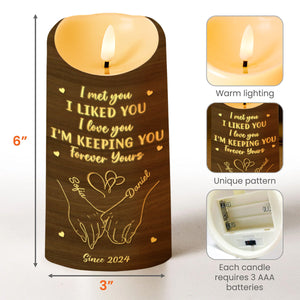 I Met You, I Liked You, Forever Yours Love Symbol Design - Personalized Custom LED Candle - CPL084_LECA