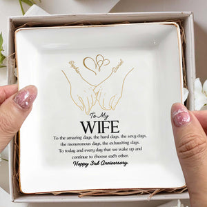 To My Wife, Celebrating Our Love and Dedication - Personalized Custom Jewelry Dish - CPL098_SCRD