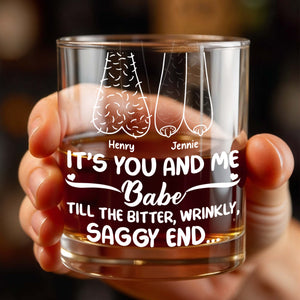 It's You And Me Babe, Cartoon Couple - Personalized Custom Whiskey Glass - CPL1157_RWG