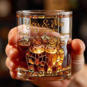 You & Me, We Got This Mosaic Cows Glass - Personalized Custom Whiskey Glass - CPL1199_RWG