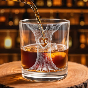 Celebrate Your Love With Our Tree Design - Personalized Custom Whiskey Glass - CPL1217_RWG