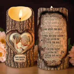 Forever Loving You, Heart Shape and Tree Bark Texture Design - Personalized Custom LED Candle - CPL122_LECA