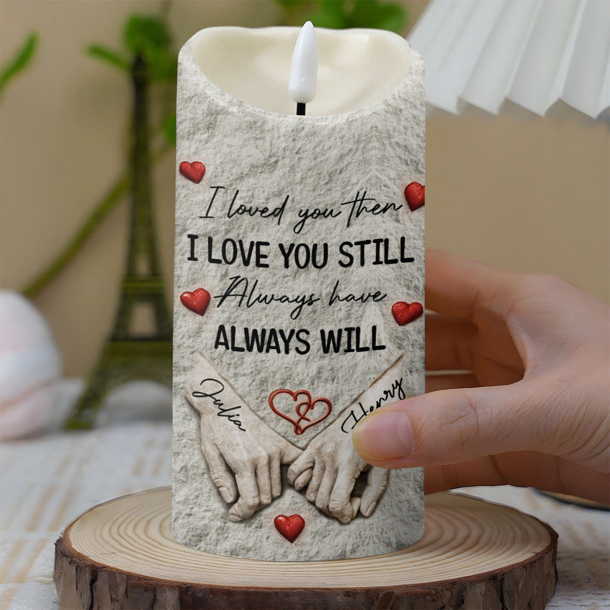 I Loved You Then, I Love You Still, Holding Hands - Personalized Custom LED Candle - CPL1255_LECA