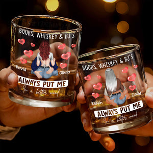 Always Put Me In A Better Mood, Hearts, Romantic Couple - Personalized Custom Whiskey Glass - CPL1288_RWG