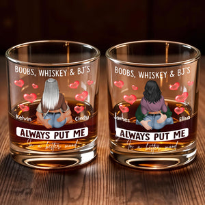 Always Put Me In A Better Mood, Hearts, Romantic Couple - Personalized Custom Whiskey Glass - CPL1288_RWG