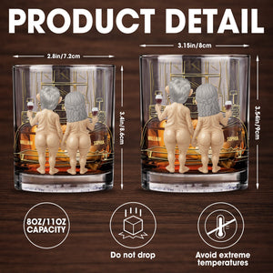 Together Forever, Elderly Couple With Wine Glasses - Personalized Custom Whiskey Glass - CPL1338_RWG