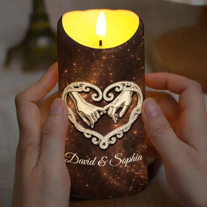 To My Husband You Are My Happily Ever After Holding Hands Heart - Personalized Custom LED Candle - CPL1364_LECA