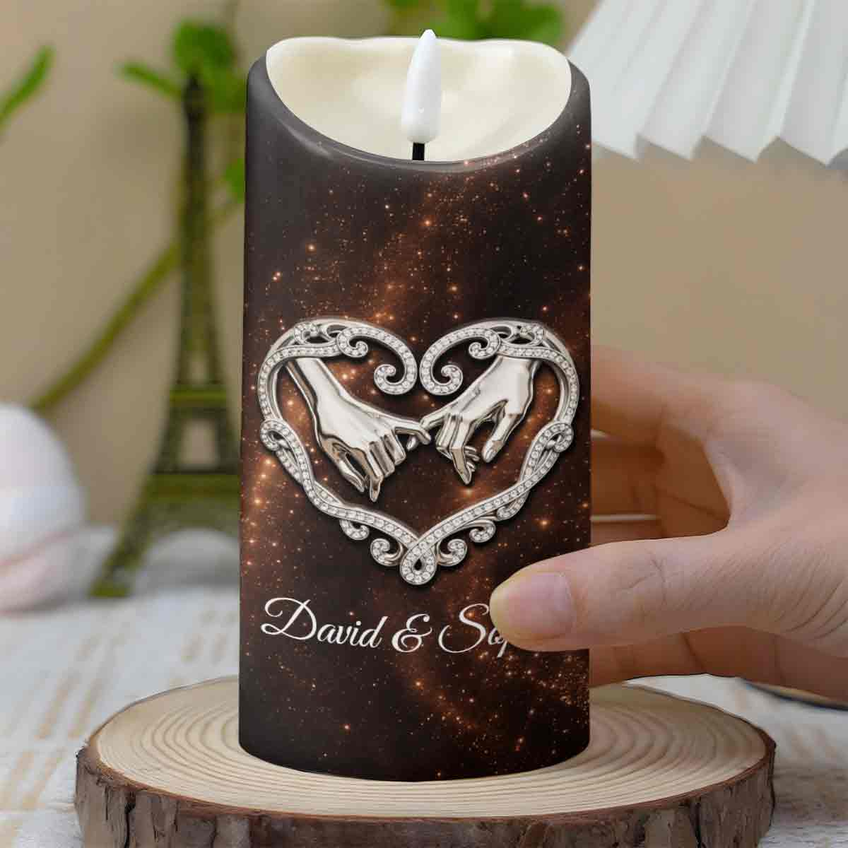 To My Husband You Are My Happily Ever After Holding Hands Heart - Personalized Custom LED Candle - CPL1364_LECA