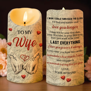 To My Wife I Wish I Could Turn Back The Clock Holding Hands - Personalized Custom LED Candle - CPL1366_LECA