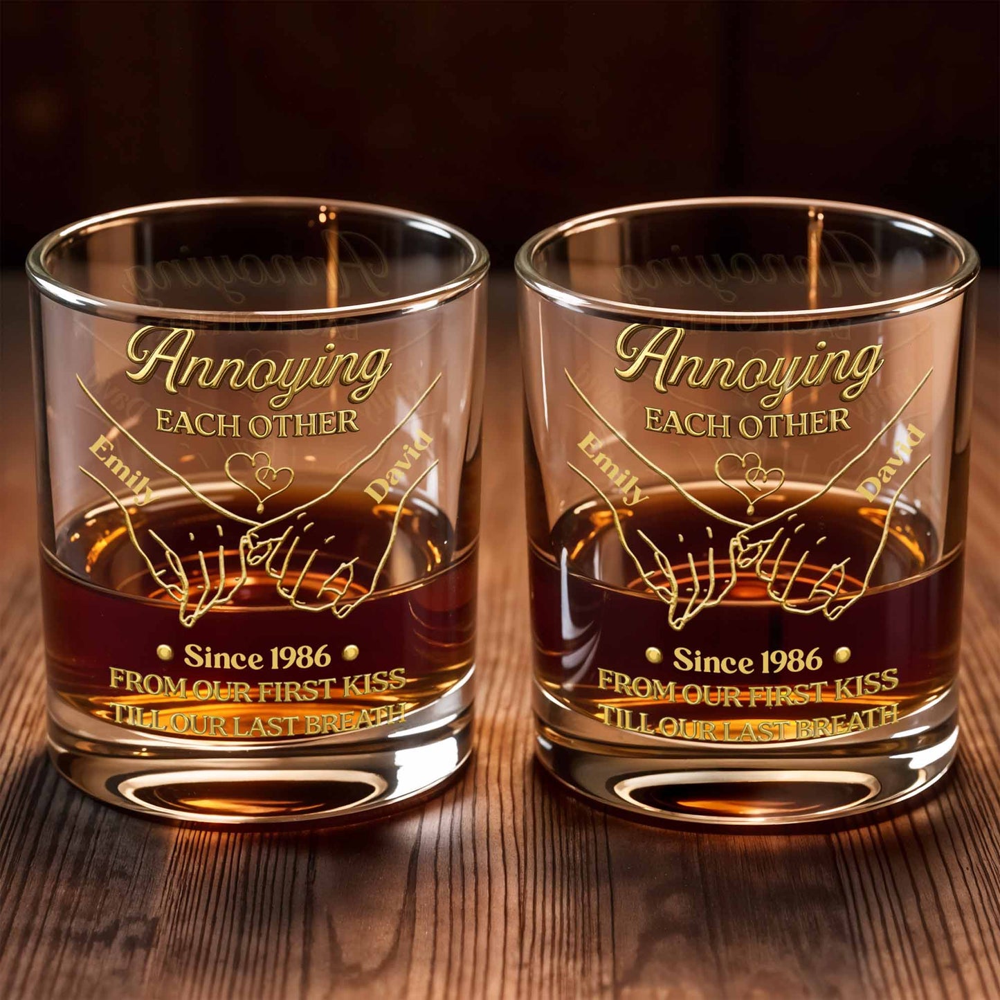 Annoying Each Other, Holding Hands Since - Personalized Custom Whiskey Glass - CPL1373_RWG