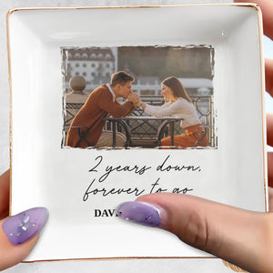 Two Years Down Forever To Go Custom Photo Heart - Personalized Custom Jewelry Dish, Square Ceramic Dish - CPL1459_SCRD