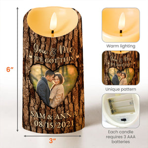 Soul Mate Love Declaration Engraved On Tree Bark Styled Candle - Personalized Custom LED Candle - CPL151_LECA