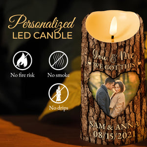 Soul Mate Love Declaration Engraved On Tree Bark Styled Candle - Personalized Custom LED Candle - CPL151_LECA