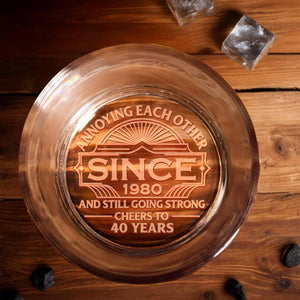 Annoying Each Other Since And Still Going Strong Retro Sun Frame - Personalized Engraved Whiskey Glass - CPL1549_EWG