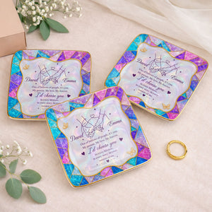 Out Of Billions Of People Holding Hands Stained Glass - Personalized Custom Jewelry Dish, Ceramic Dish, Square Shape - CPL1584_SCRF