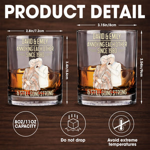 Annoying Each Other Since And Still Going Strong Custom Photo Portrait - Personalized Custom Whiskey Glass - CPL1654_RWG