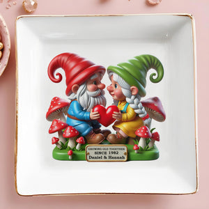 Growing Old Together With Gnomes and Heart - Personalized Custom Jewelry Dish - CPL187_SCRD