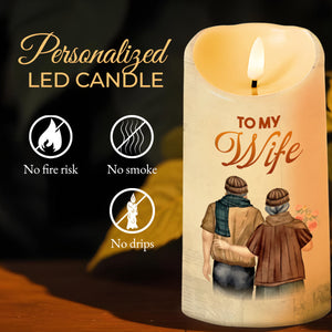I Choose You Couple Embrace With Flowers Design - Personalized Custom LED Candle - CPL198_LECA