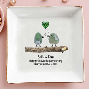 Celebrate Lifelong Love With Charming Birds Keepsake - Personalized Custom Jewelry Dish - CPL300_SCRD